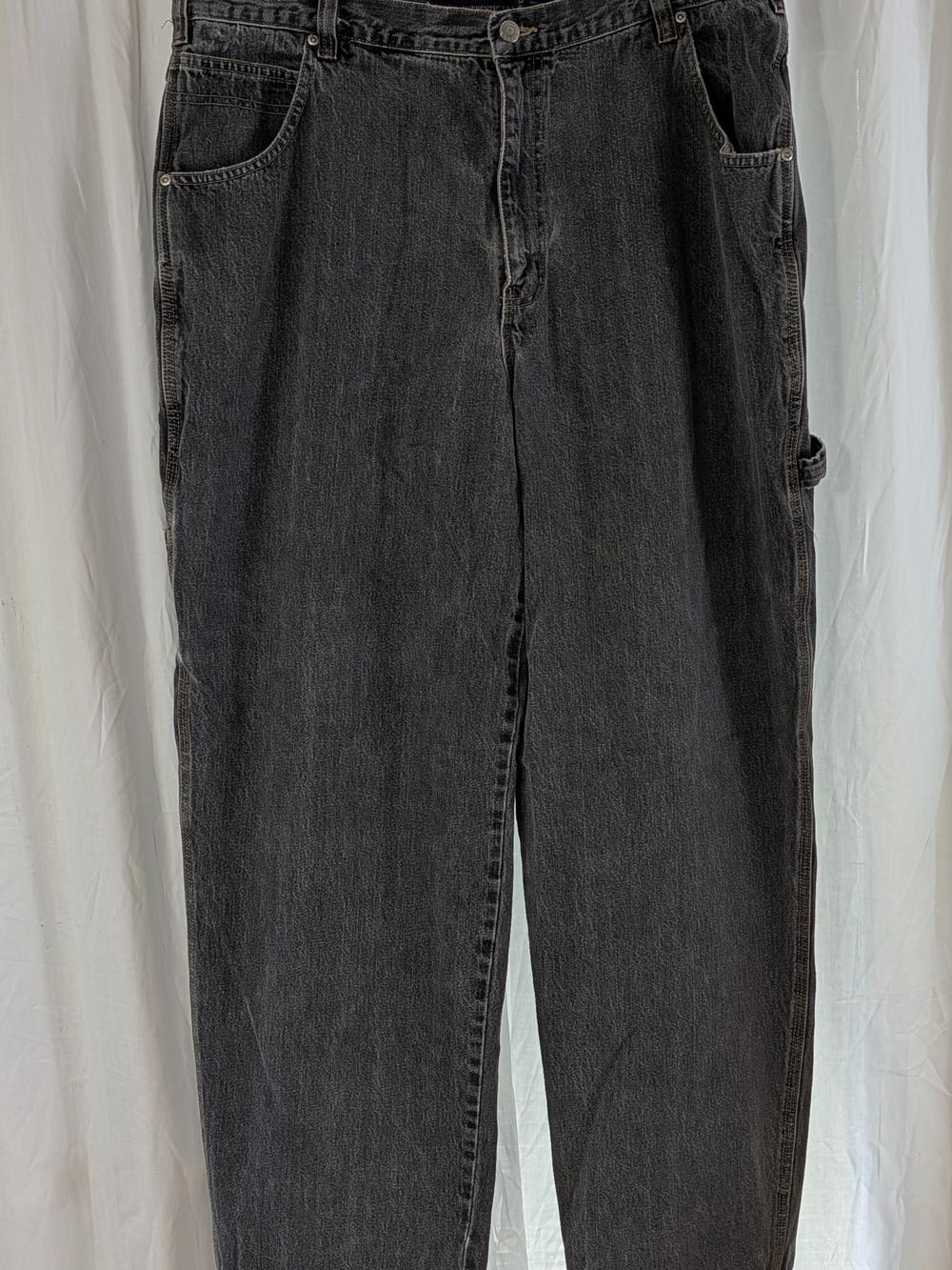VGT Faded Glory Y2K Style Men's Faded Black Carpenter Relaxed Fit Jeans 40x34